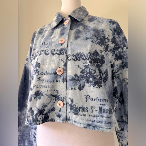 Vintage Y2K Keren Hart Relaxed Fit Cropped Denim Jacket - Picture 3 of 8